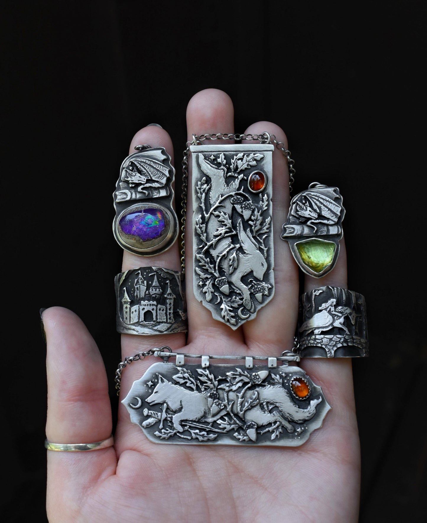 A Study Of Dragons - Galaxy Opal | Sterling Silver Necklace