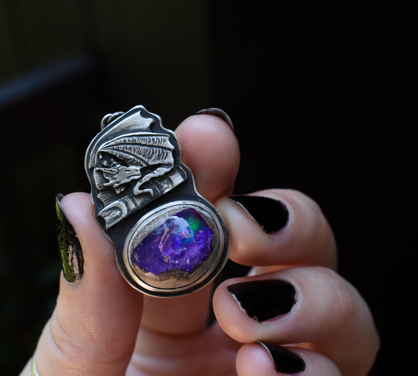 A Study Of Dragons - Galaxy Opal | Sterling Silver Necklace