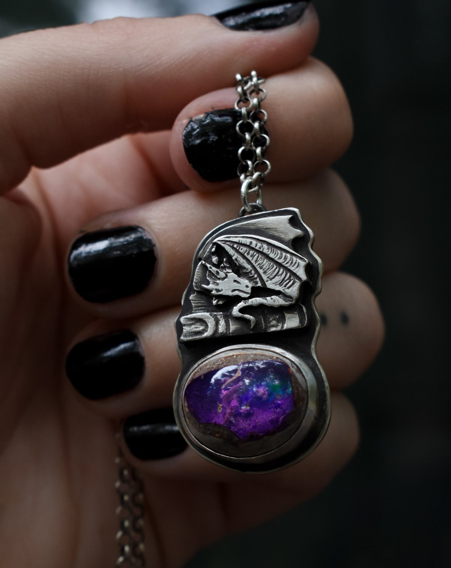 A Study Of Dragons - Galaxy Opal | Sterling Silver Necklace