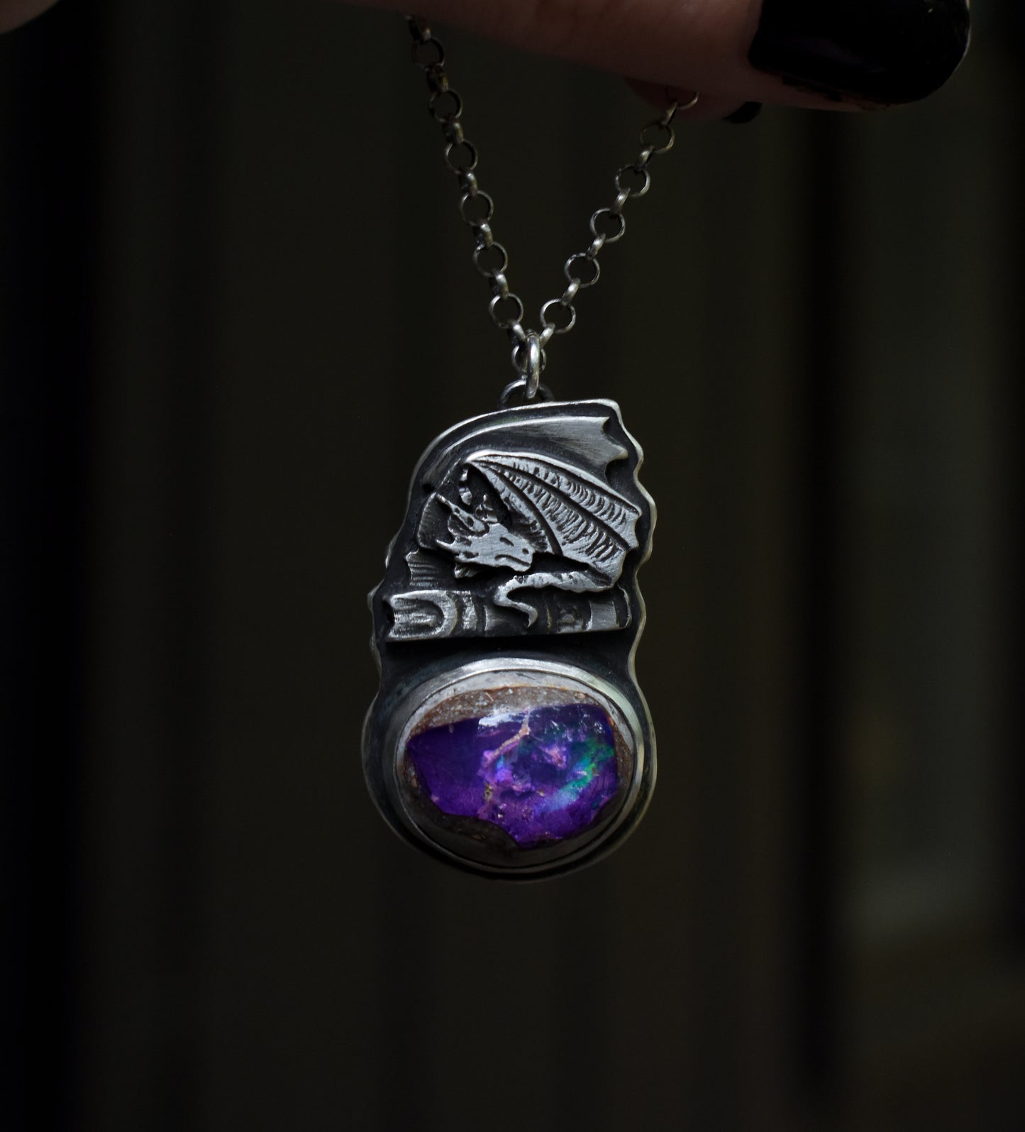 A Study Of Dragons - Galaxy Opal | Sterling Silver Necklace