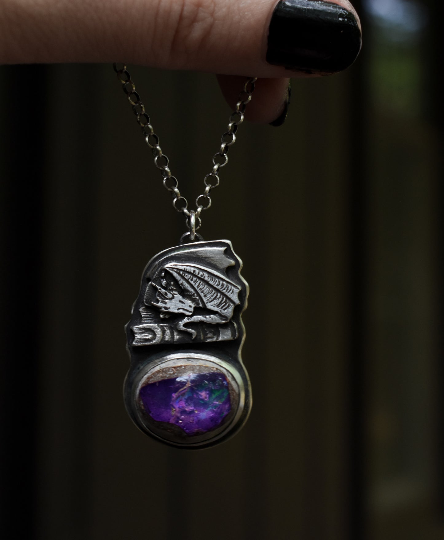 A Study Of Dragons - Galaxy Opal | Sterling Silver Necklace