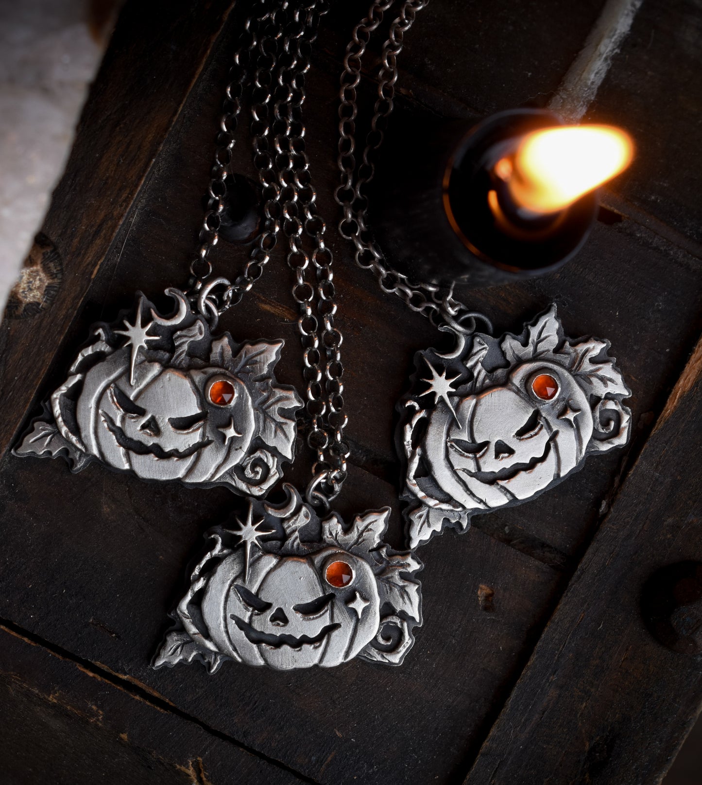 Spooky Jack'o Lanterns - Spessartine | Sterling Silver Necklace