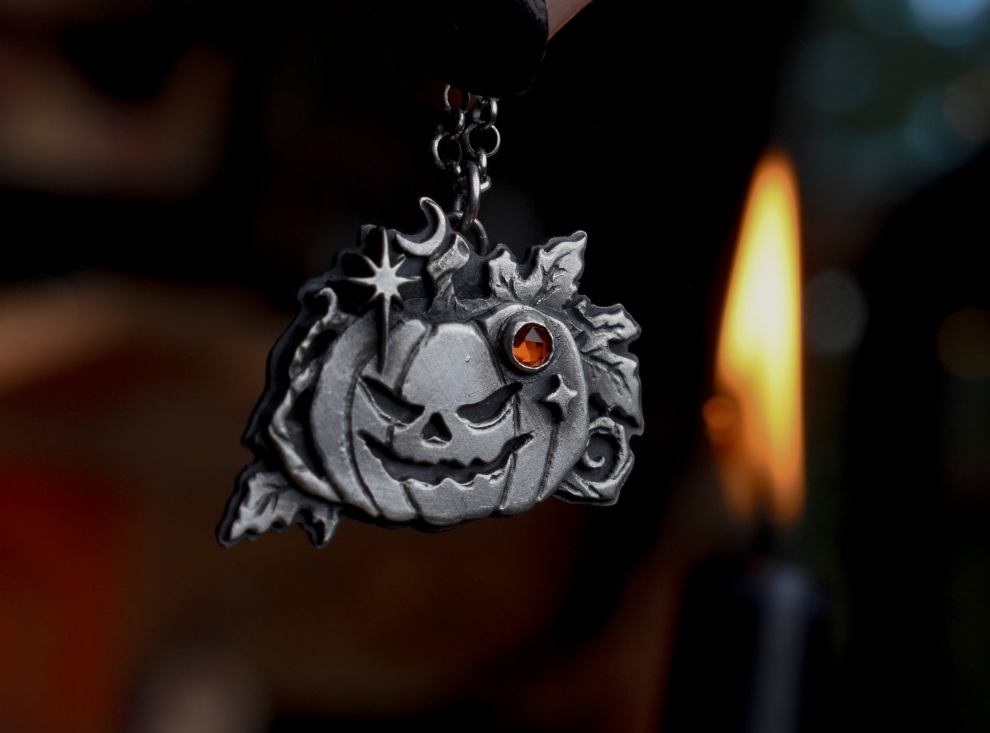 Spooky Jack'o Lanterns - Spessartine | Sterling Silver Necklace