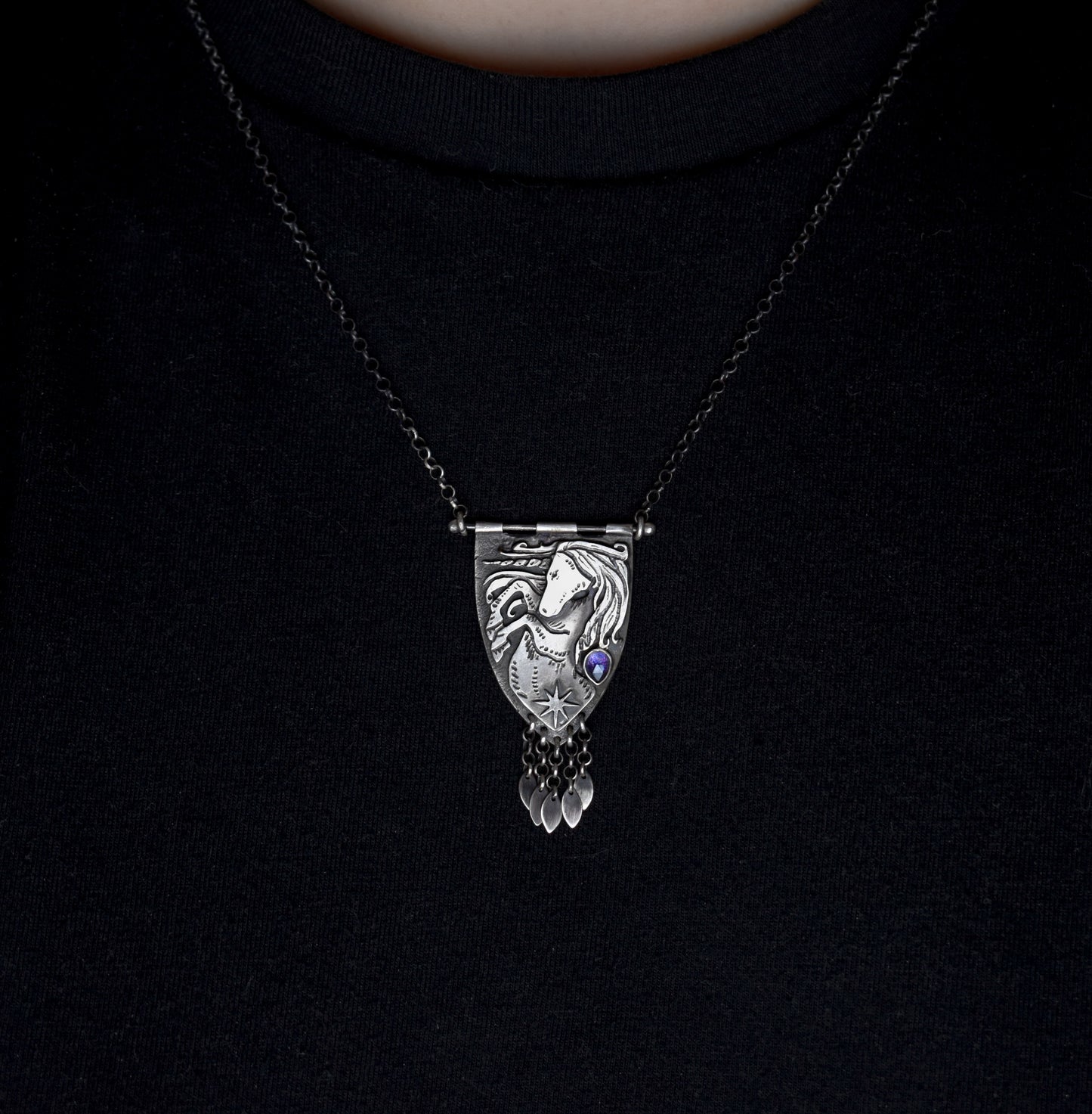 Scottish Unicorn Banner Necklace - Sterling silver