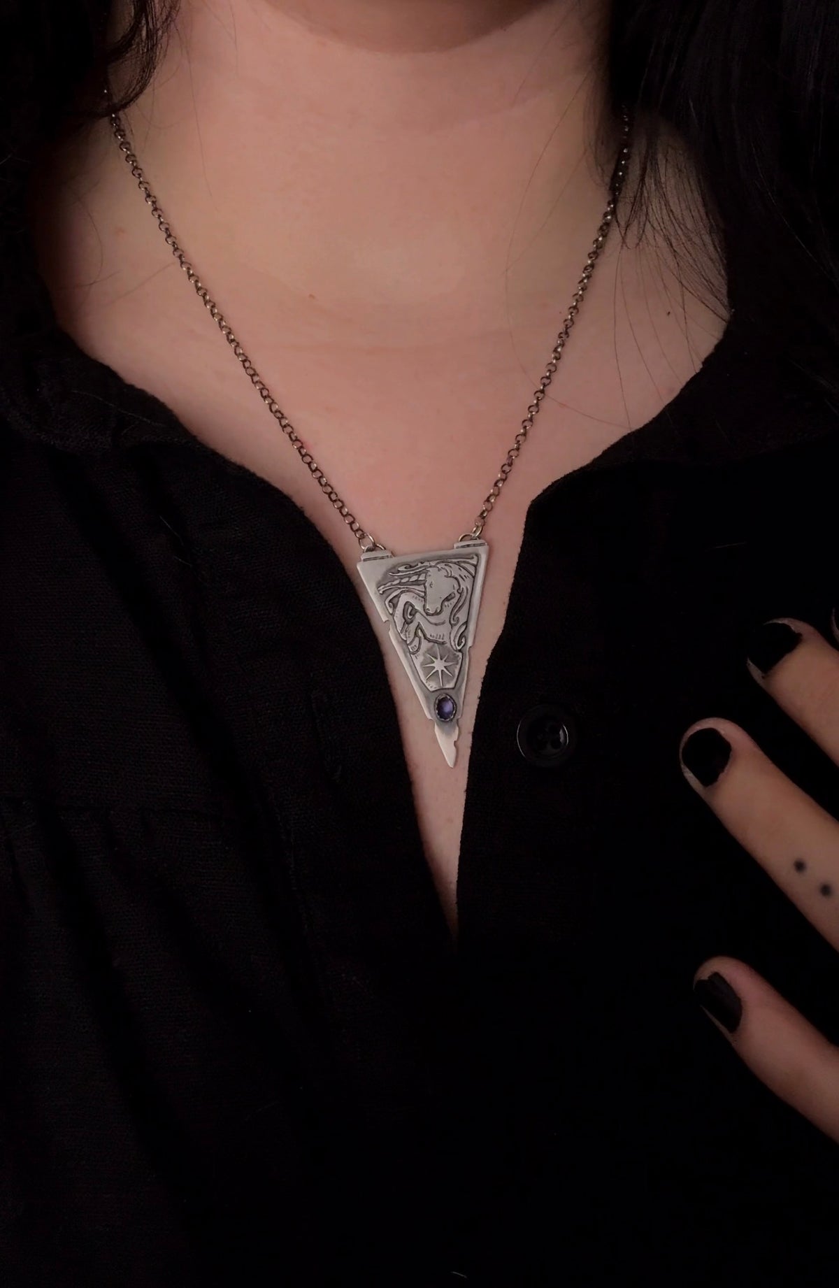 Heraldic Scottish Unicorn Necklace | Iolite | Sterling Silver