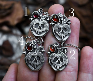 Candied Poison Apples, Garnet, Sterling silver.
