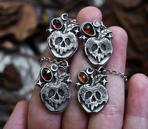 Candied Poison Apples, Garnet, Sterling silver.