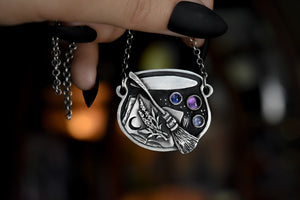 Witchy Cauldrons, Sterling silver.