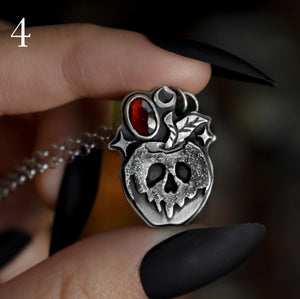 Candied Poison Apples, Garnet, Sterling silver.