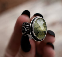 Load image into Gallery viewer, Witchy Ring of Decay, Prehnite, Sterling silver.
