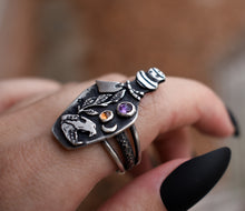 Load image into Gallery viewer, Witchy Potion Ring, Amethyst, Hessonite Garnet, Sterling silver.
