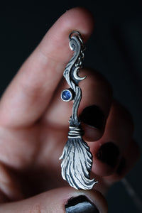 Witchy Whimsical Broom, Sterling silver.