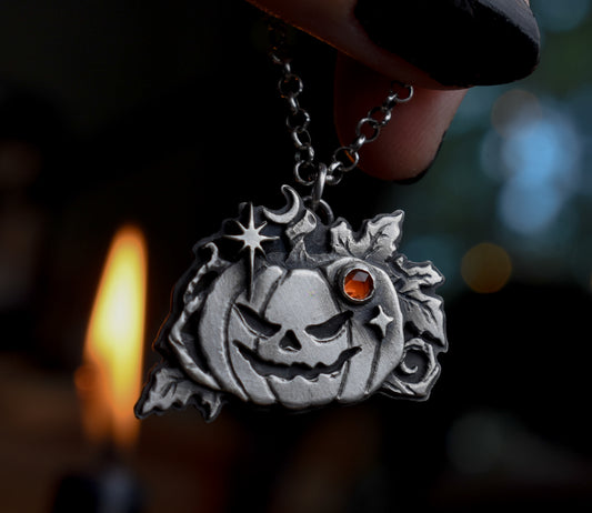Spooky Jack'o Lanterns - Spessartine | Sterling Silver Necklace