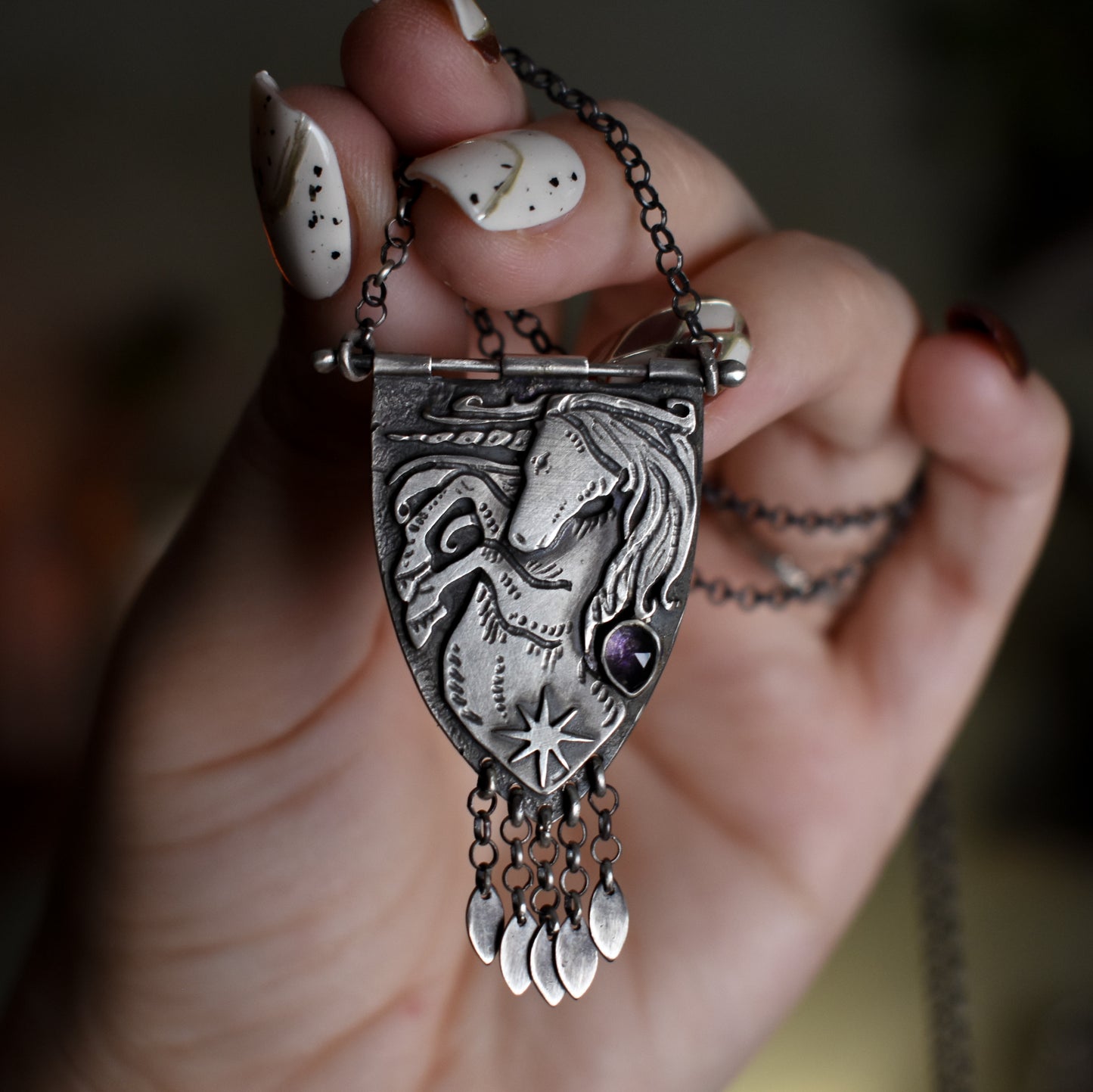 Scottish Unicorn Banner Necklace - Sterling silver