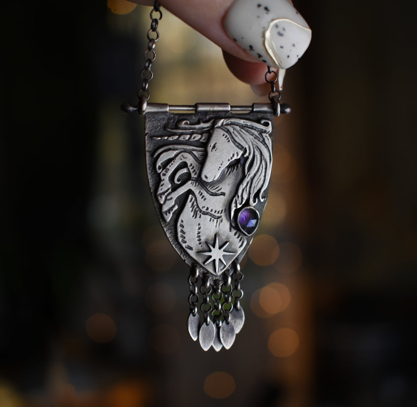 Scottish Unicorn Banner Necklace - Sterling silver