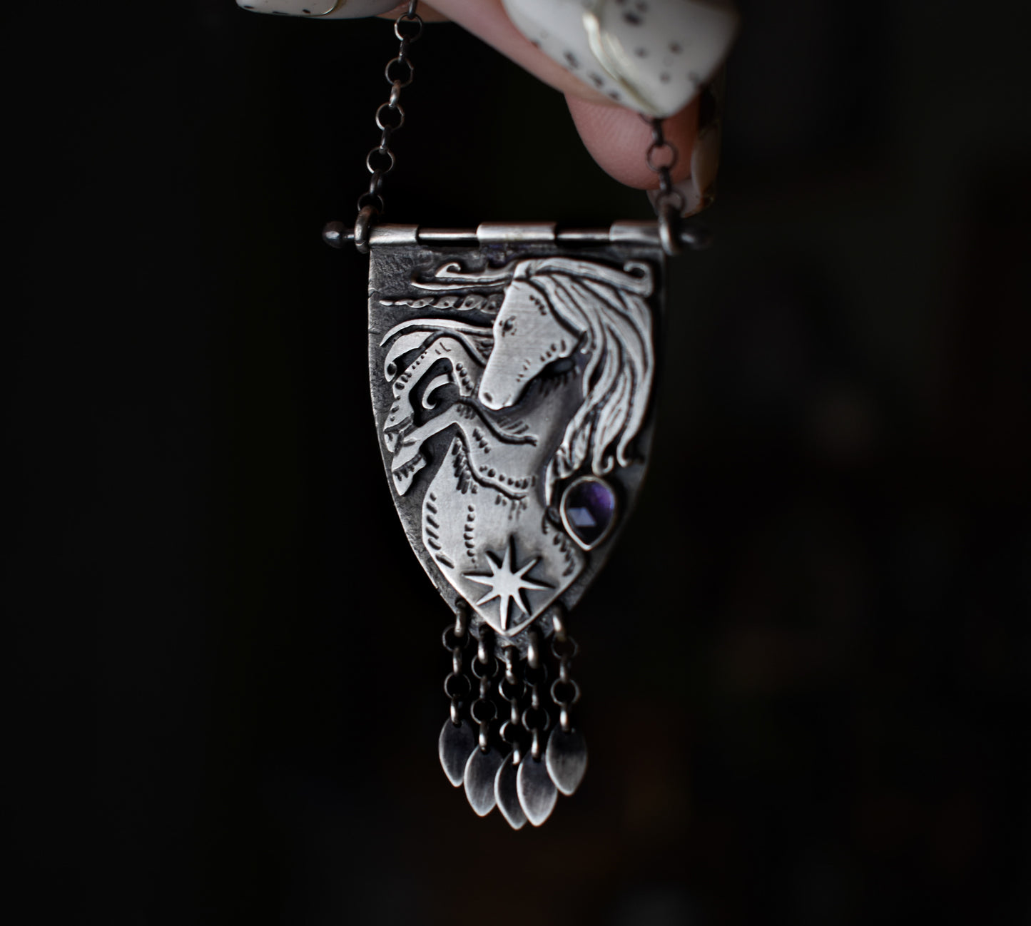 Scottish Unicorn Banner Necklace - Sterling silver