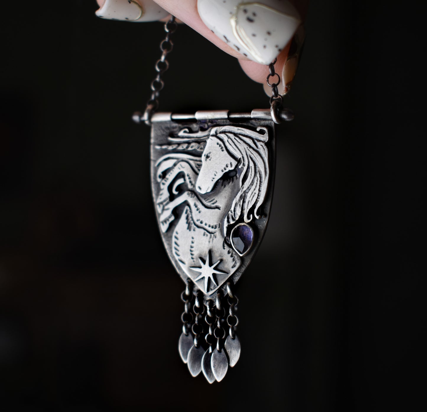 Scottish Unicorn Banner Necklace - Sterling silver