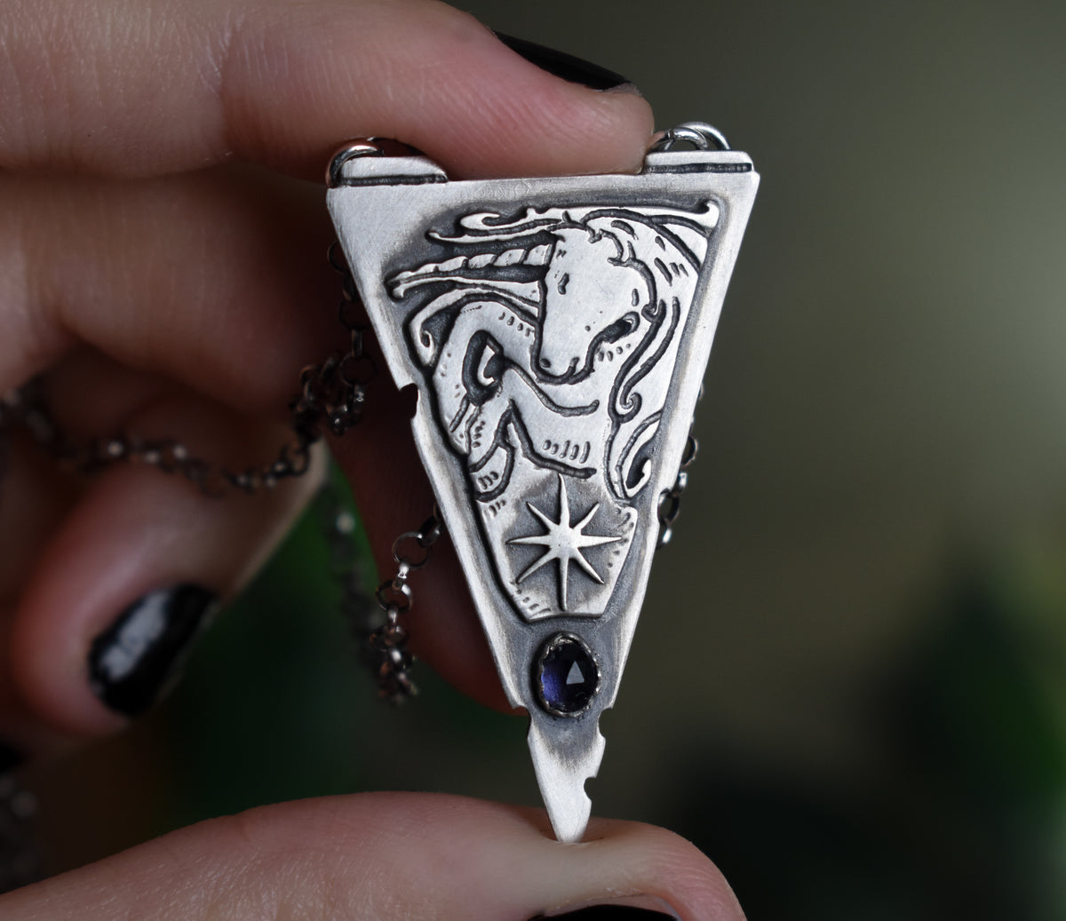 Heraldic Scottish Unicorn Necklace | Iolite | Sterling Silver