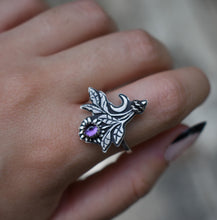 Load image into Gallery viewer, Dried Herb Bundle Ring 10US, Amethyst, Sterling silver.
