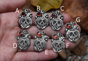 Candied Poison Apples, Garnet, Sterling silver.